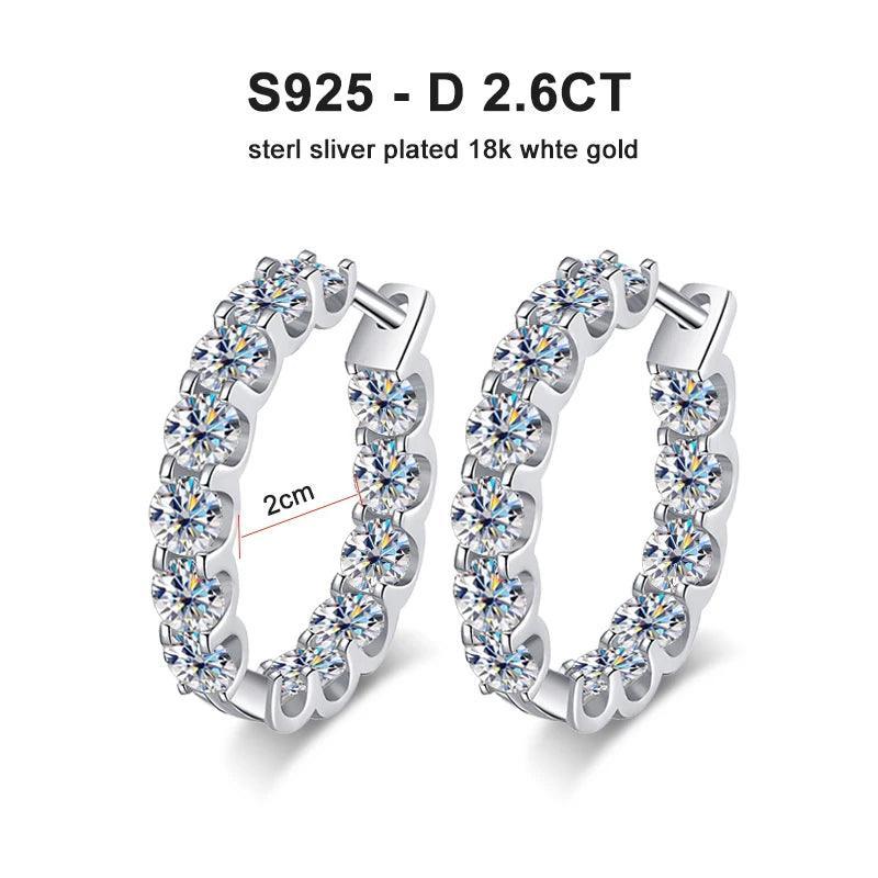 2.6ct D Color Moissanite Earring 925 Sterling Sliver Plated White Gold