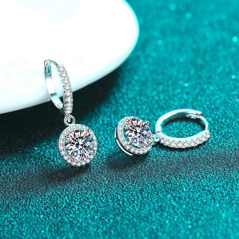 Moissanite Earring Sterling Silver 925 Plated 18k White Gold 