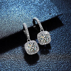 Moissanite Earring 925 Sterling Sliver Plated with White Gold Fine Jewelry