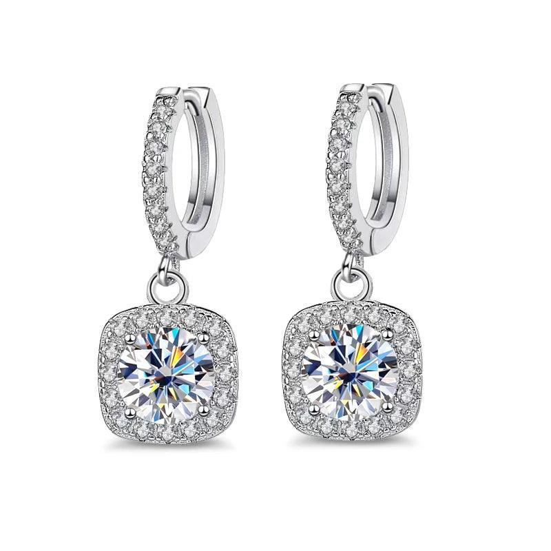 Moissanite Earring 925 Sterling Sliver Plated with White Gold Fine Jewelry