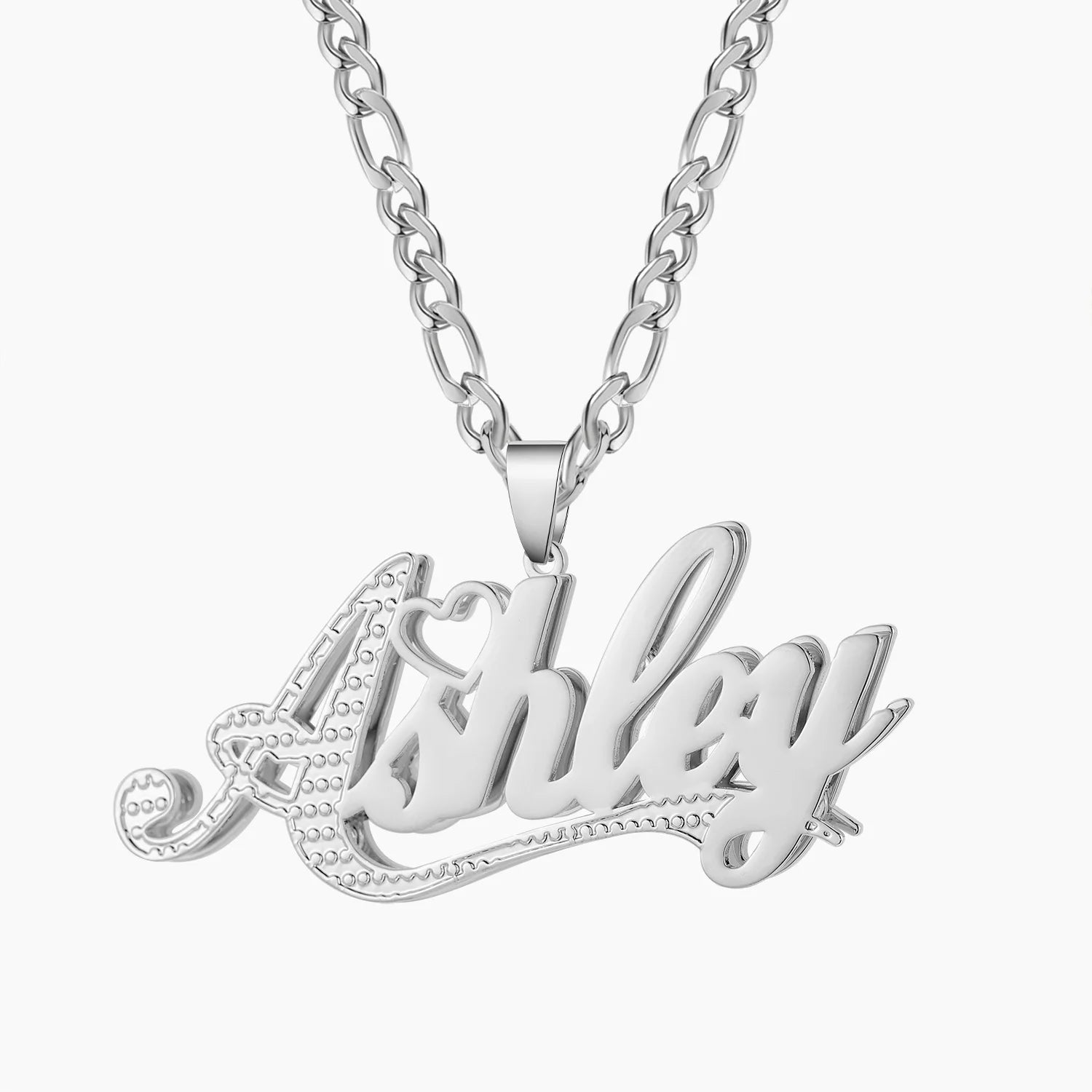 Name Necklace Custom Double 18K Plated  Steel Pendant Chain Jewelry