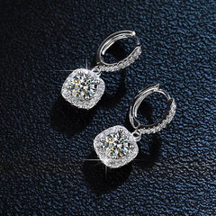 Moissanite Earring 925 Sterling Sliver Plated with White Gold Fine Jewelry