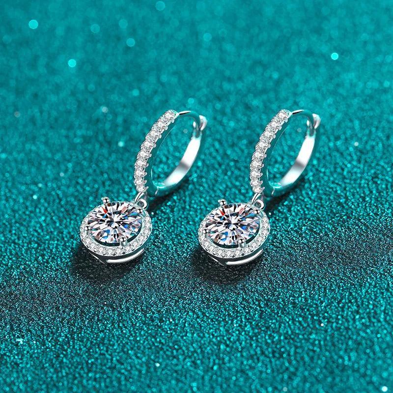 Moissanite Earring Sterling Silver 925 Plated 18k White Gold 