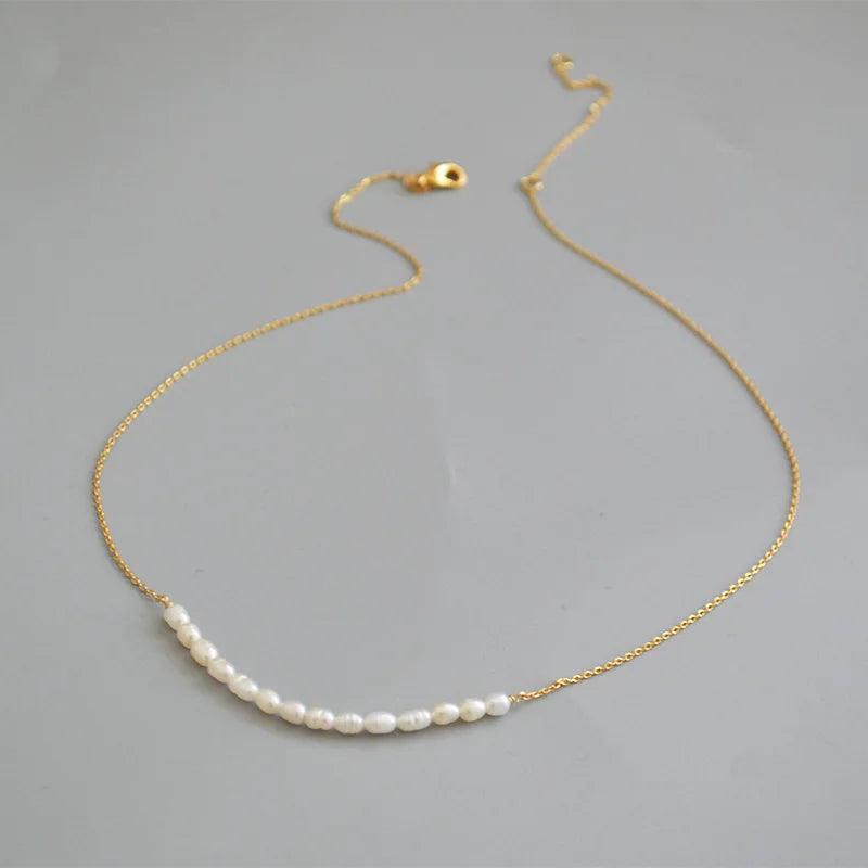 Pearl Necklace Natural 18K Gold Jewelry Party Gown