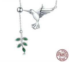 May Birthstone Necklace Spring Leaves Dangle Pendant Jewelry