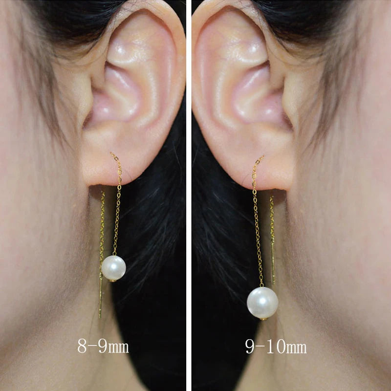 Pearl earrings 18K Gold Jewelry Natural Freshwater Pure Fine Jewelry