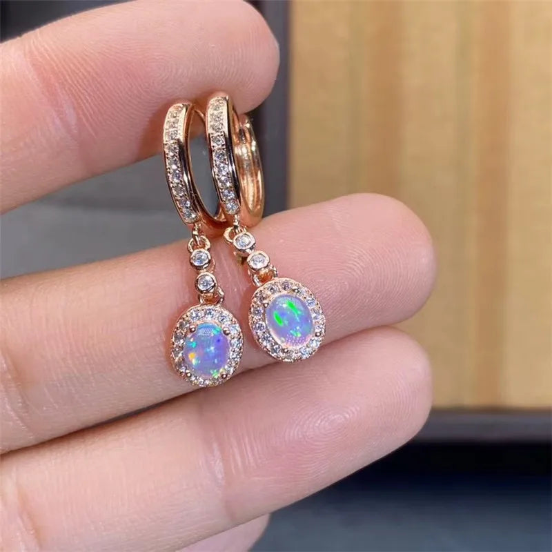 October Birthstone Natural Opal Earrings Ladies Luxury Fashion Design