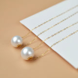 Necklace Gold 18K Pendant Round Natural Freshwater Pearl Fine Jewelry