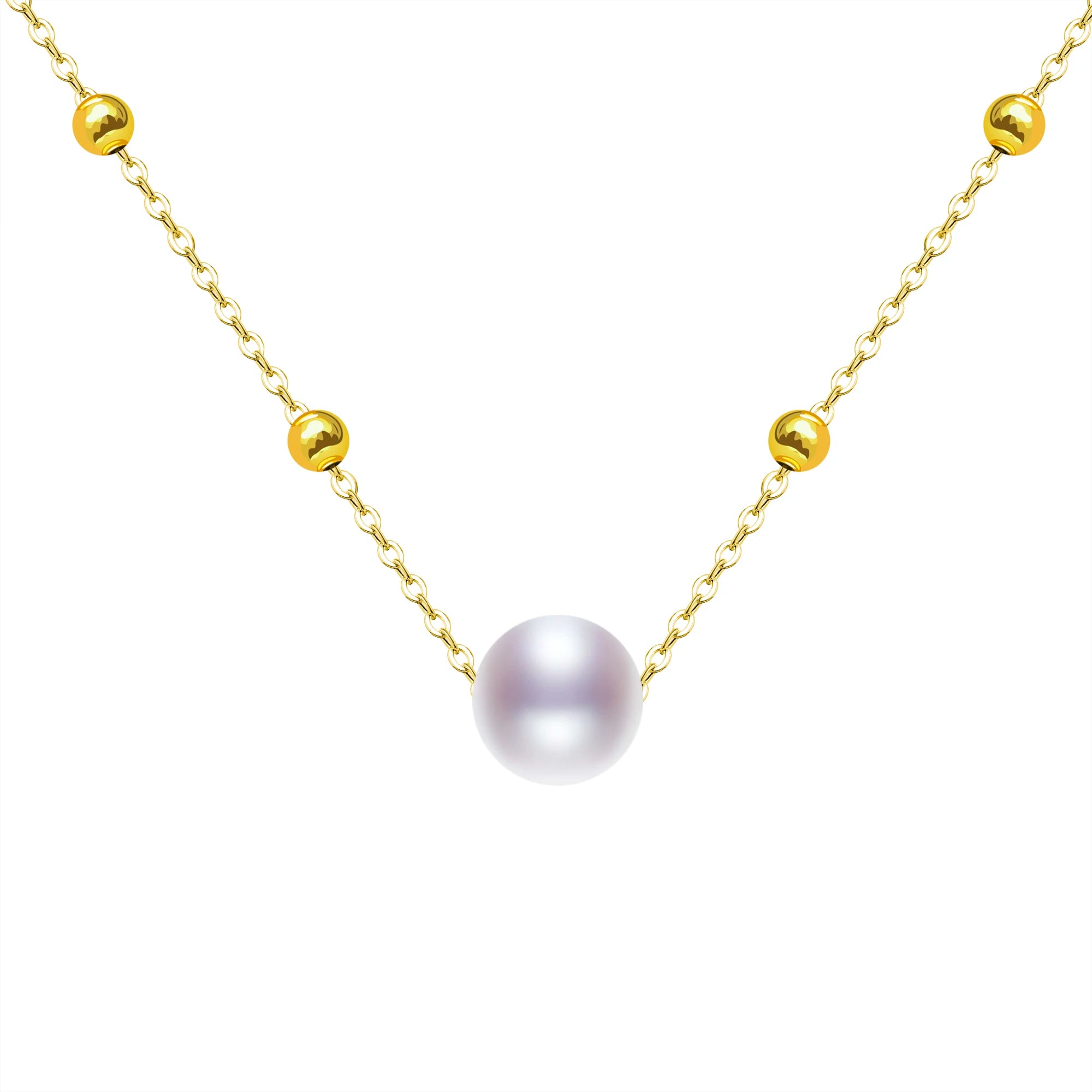 Pearl Necklace Natural Pendant Pure 18K Gold AU750 Chain Fine Jewelry