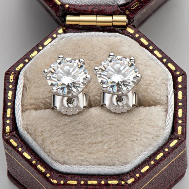 Moissanite Earrings Stud Sterling Silver 925 Sparkling Jewelry