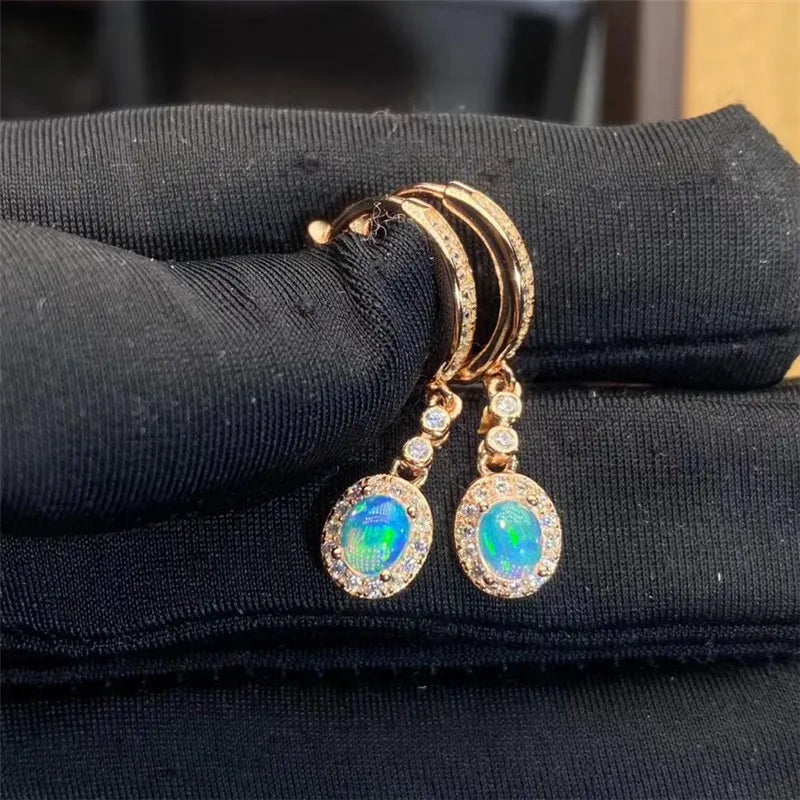 October Birthstone Natural Opal Earrings Ladies Luxury Fashion Design