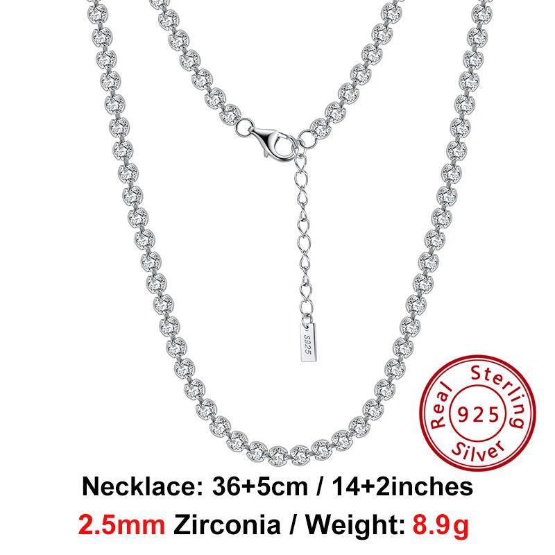 Jewels Solid 925 Sterling Silver Choker Chain Round Tennis Chain Necklace Jewelry 