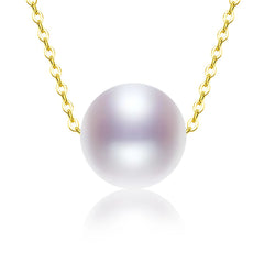 Pearl Necklace Gold 18K Pendant Round Natural Freshwater Fine Jewelry