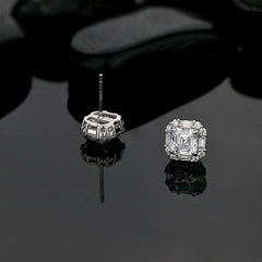 Diamond Earrings 925 Silver Ruby Gemstone Simple Studs Fine Jewelry