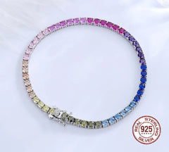 Diamond bracelet 925 Silver Rainbow Colorful Fine Jewelry