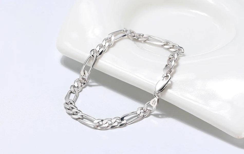 JEWELS Punk 925 Sterling Silver Diamond Chain Bracelets Party Jewelry