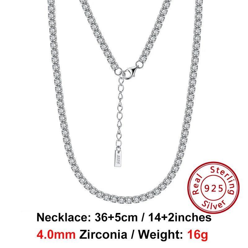 Jewels Solid 925 Sterling Silver Choker Chain Round Tennis Chain Necklace Jewelry 