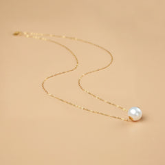 Pearl Necklace Gold 18K Pendant Round Natural Freshwater Fine Jewelry