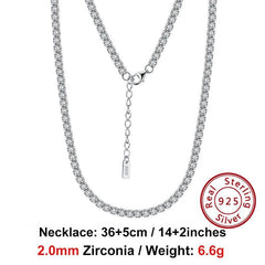 Jewels Solid 925 Sterling Silver Choker Chain Round Tennis Chain Necklace Jewelry 