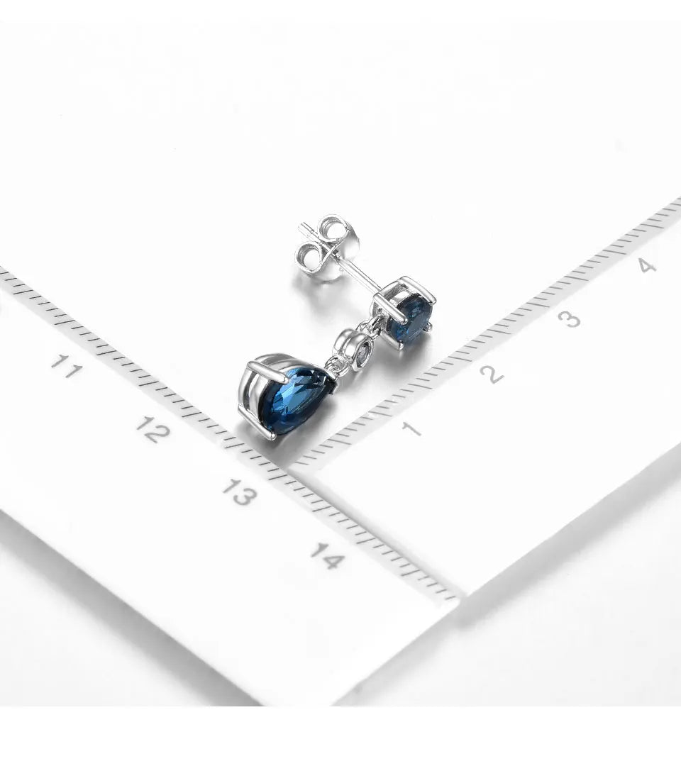 September Birthstone Solid Silver Earring Dark Blue Elegant Jewelry