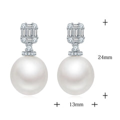 Shell Pearl Earrings Silver Bright White Elegant Luxury Jewelry