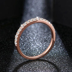 Diamond Rings Rose Gold 18K Plated Round Excellent Cut Jewelry