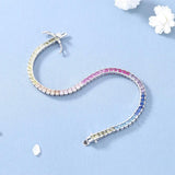 Pure Bracelet With Full  Bling Rainbow Silver 925 Jewelry