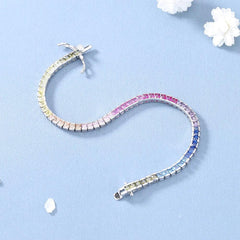 Tennis bracelet Pure With Full Bling Rainbow 925   Silver 