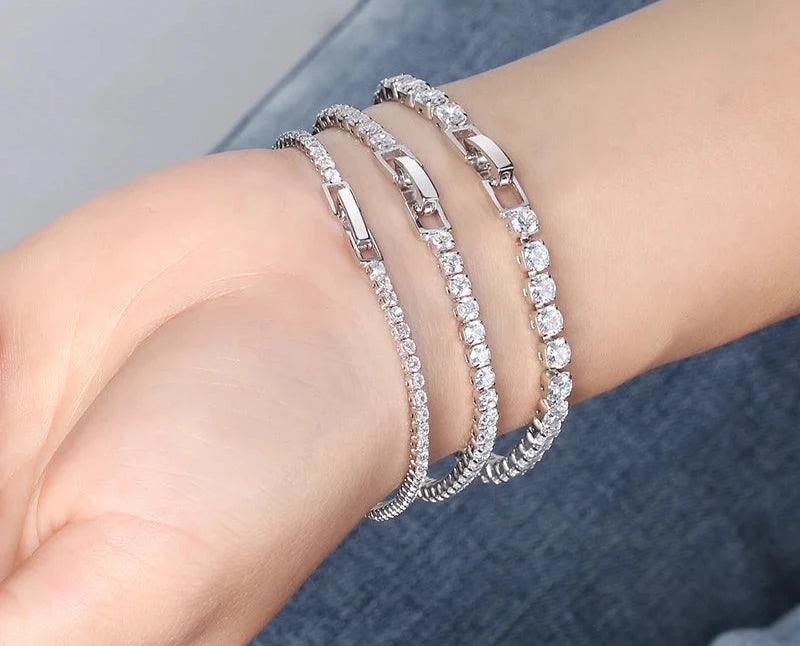 Tennis Bracelet Luxury 925 Silver with Zircon Bangle Party Jewelry
