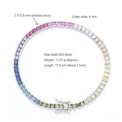 Tennis bracelet Pure With Full Bling Rainbow 925  Silver 