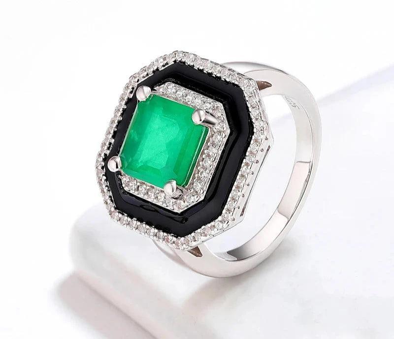 Moissanite Ring 925 Silver High Quality Zircon Natural Green Stone