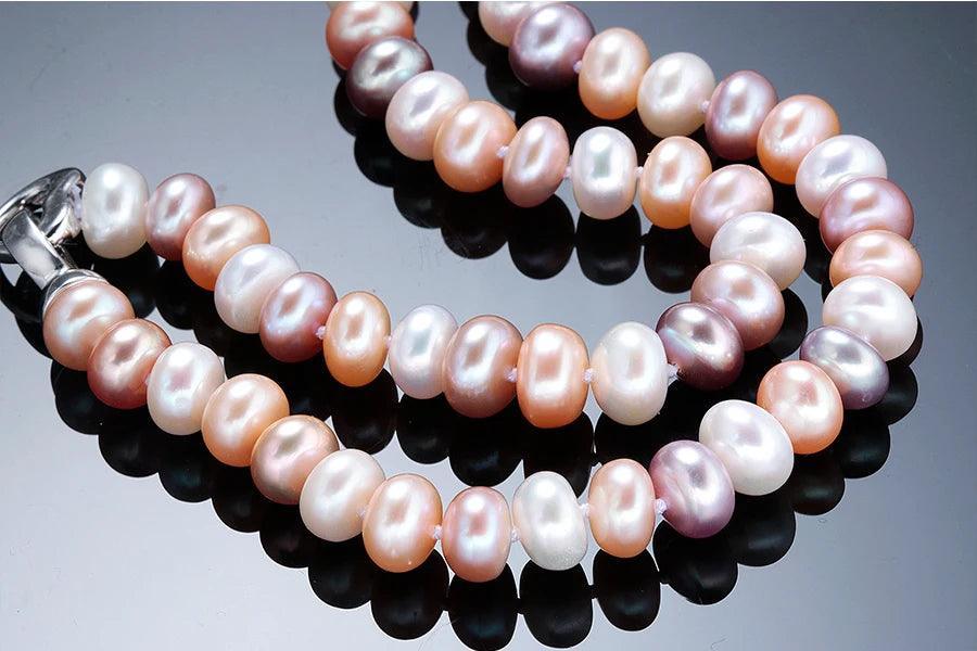 Natural Freshwater Pearl Necklace Neck Chain Multi-Color High Luster Pearls Jewelry 925 Silver Clasp