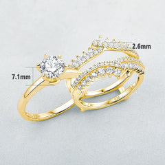 Gold Rings 925 Sterling Silver Solitaire Band Zircon Jewelry