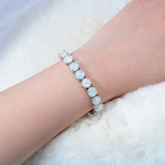 October Birthstone White Stone Chain Silver Plated Luxury Jewelry