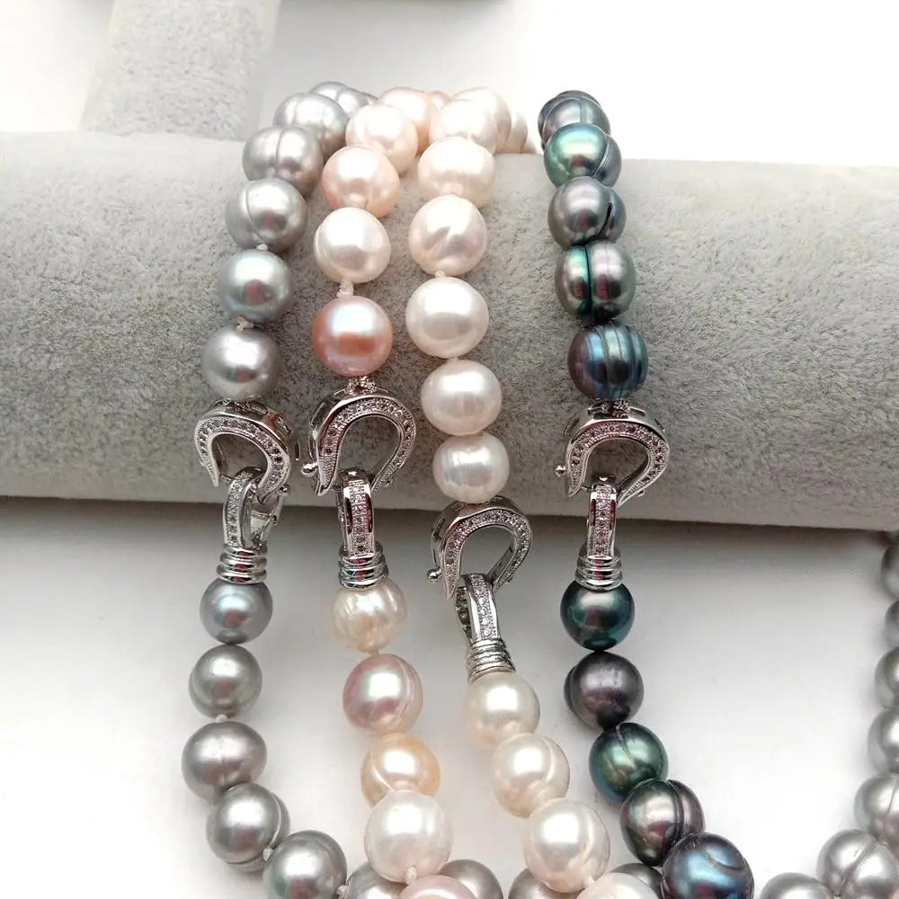 Pearl Necklace 10-11mm White Black Gray Colorful