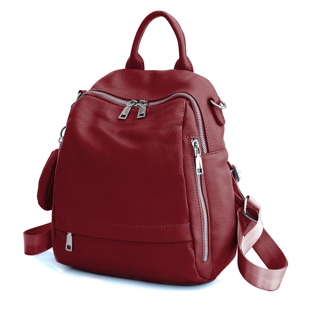 Leather Women's Backpack High Quality School Shopper Shoulder Bag