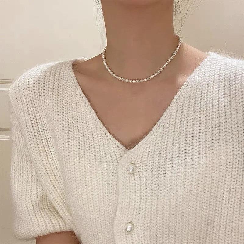 Pearl Chain Gold 18K Necklaces Jewelry Punk Party  Designer