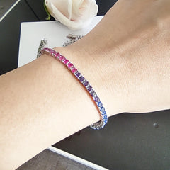 Diamond bracelet 925 Silver Rainbow Colorful Fine Jewelry