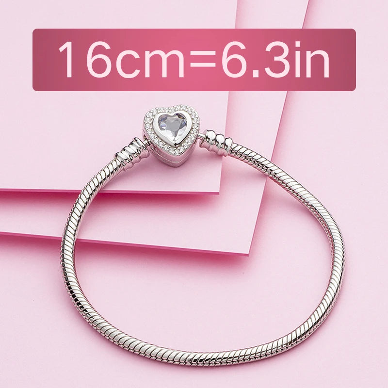 Personalized Bracelet Heart Snake Chain Clasp Charms 
