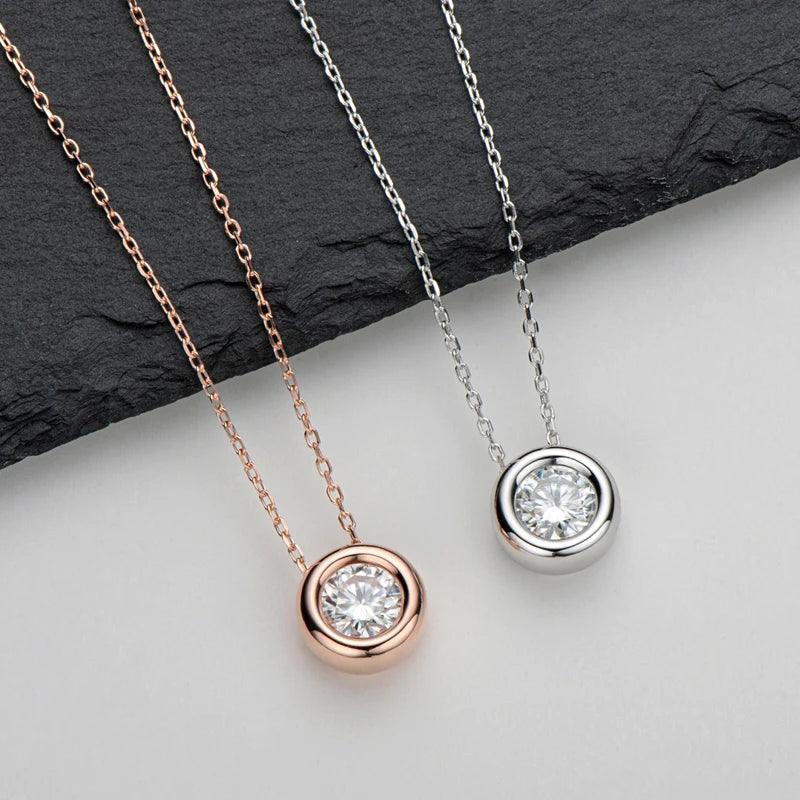 Gold necklace Round Pendant 100% Silver 925