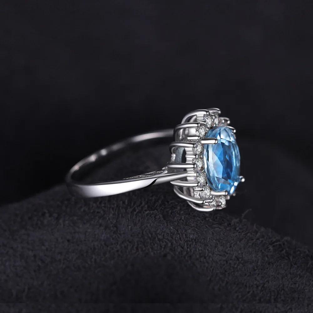 Diamond Ring Sterling Silver 925 Halo Fashion Gemstone Jewelry
