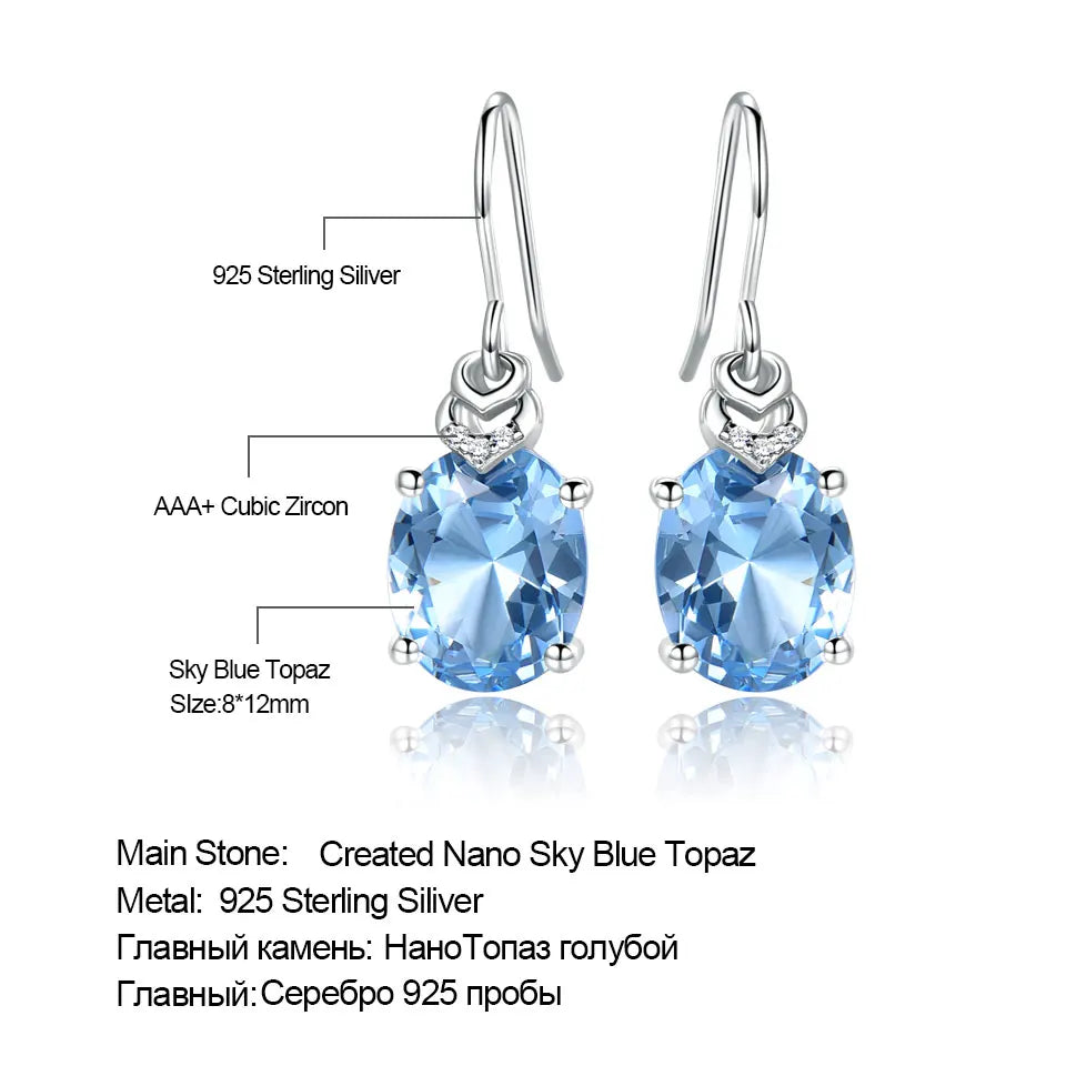 December Birthstone Nano Blue Gemstone Earrings Drop