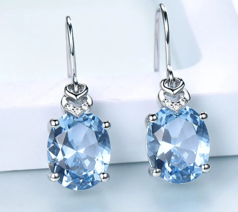 December Birthstone Nano Blue Gemstone Earrings Drop