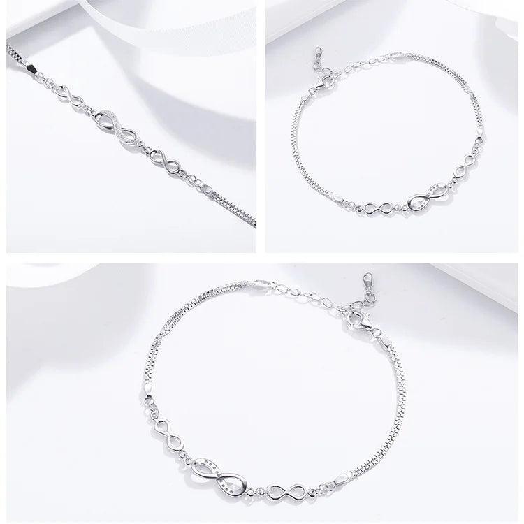 Charm Bracelets Silver 925 Love Chain Zircon Luxury Jewelry
