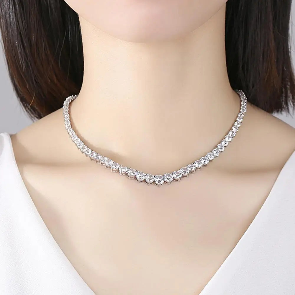 Diamond Necklace Luxury Design For Women Heart Shape Jewelry