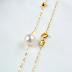 Pearl Necklace Natural Pendant Pure 18K Gold AU750 Chain Fine Jewelry