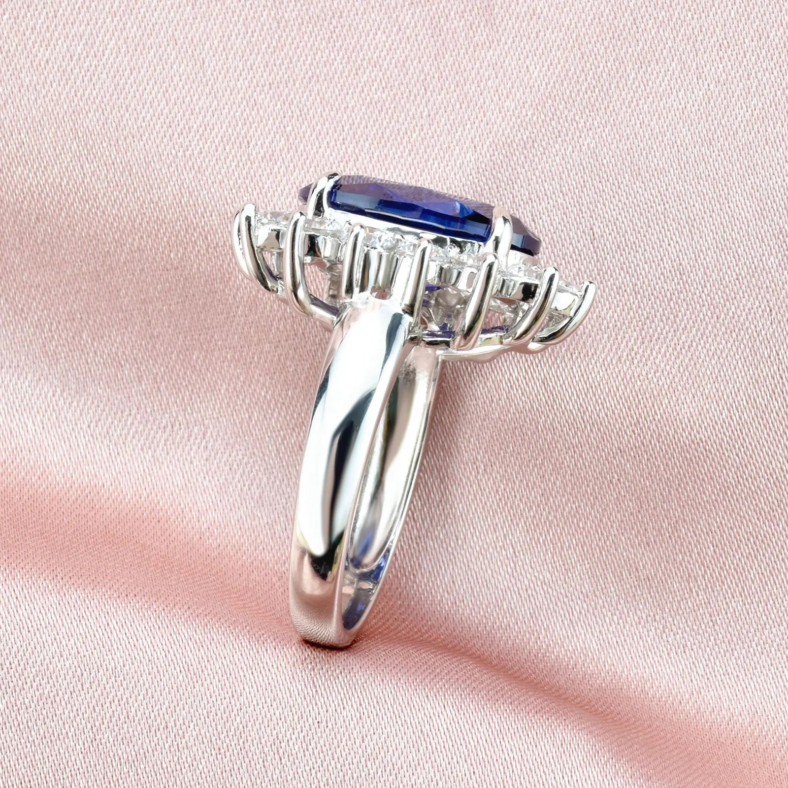 September Birthstone Solid Oval Blue Rings Party Luxury Jewelry