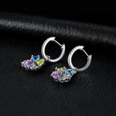 Moissanite Earrings Natural Amethyst Drop 925 Silver Jewelry