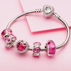 Personalized Bracelet Heart Snake Chain Clasp Charms 
