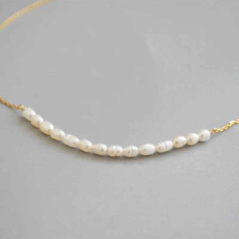 Pearl Necklace Natural 18K Gold Jewelry Party Gown